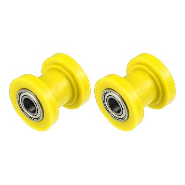 Imagem de X AUTOHAUX 2 peças 10 mm Corrente de acionamento polia corrente de ajuste tensor guia de roda de borracha para bicicleta de rua motocicleta ATVs amarelo
