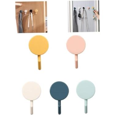 Imagem de 5 ganchos de parede autoadesivos, ganchos decorativos fofos para toalha e porta-chaves para banheiro, escritório e armário, organizadores de armazenamento doméstico para talheres
