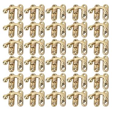 Imagem de SIWOTED 30 Pcs Ferrolho Gancho Estilo Retro Ferro Trava Gancho Ferrolho para Caixas de Presente de Jóias 3,2 x 2,8 cm (gancho esquerdo amarelo)