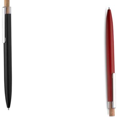 Imagem de Caneta Esferográfica Retrátil em Alumínio Reciclável e Bambu, Escrita Azul, Refil Parker, Grip Antiderrapante, 1 e 2Unidades, 1mm (Verde e Vermelho 2)