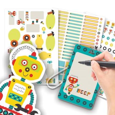 Imagem de Etiqueta Escolar Menino com TAG + Caneta (Robôs, Etiquetas + 1 TAG de Mochila)