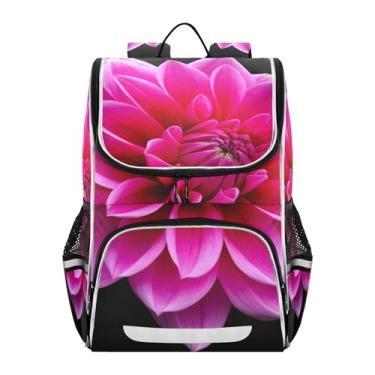 Imagem de Girls Backpack for Kids Daypack Back to School Bags Kawaii Strawberry Book Bags Daycare Elementary Boys Backpacks Animal Pink Dahlia Flower Black