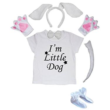 Imagem de Petitebella I'm Little Dog Camisa Tiara Gravata Luva Sapatos Rabo 6 Peças Fantasia 3-4 Anos Cachorro Branco