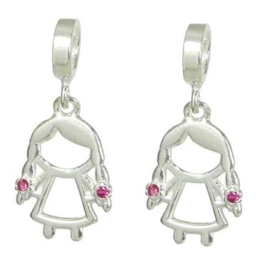 Imagem de Berloque Pingente Menina E Menino Filho Filha Prata Legítima - Lojas L