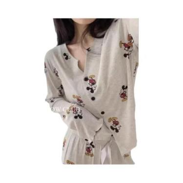 Imagem de Conjunto De Pijamas Femininos Do Mickey Mouse, Camisola De Manga Longa