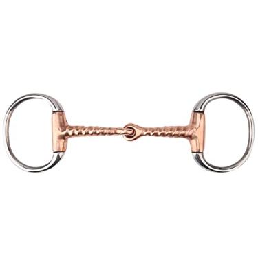 Imagem de CUOFYUNL Cavalo Mastigar Aço Inoxidável Eggbutt Bit Cobre Saca-rolhas Boca