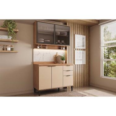 Imagem de Cozinha Modulada Completa Alpha 2 Peças (1Aéreo+1Balcão) C2P52 Freijo/Off White - Carraro