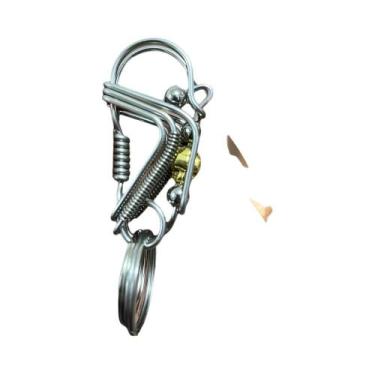 Imagem de Chaveiro De Caveira Em Aço Inoxidável Masculino, Feito À Mão, Estilo M