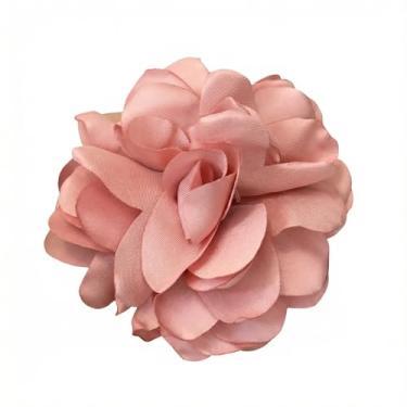 Imagem de Izpack Anel feminino com estampa de flor de camélia grande de cetim com pétalas florais de rosa e aglomerado ajustável aberto para dedo de polegar com ajuste confortável, boêmio, aliança de noivado