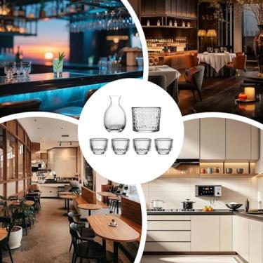 Imagem de Jogo De Taças Para Sake - Japonesa Resistente Ao Calor | Conjunto De Jarro Panela E Copos De Sake Transparentes E Azuis | Para Bar Restaurante Acampamento Festa Encontro Whisky Licor Vodka Cerveja E