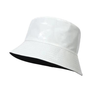 Imagem de Chapéu Bucket Unissex Impermeável De Couro PU Estilo Hip-Hop Brilhante