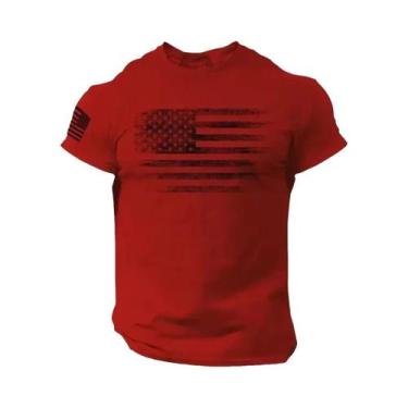 Imagem de Camiseta Masculina De Verão Para Treino Muscular, Respirável, Gola Red