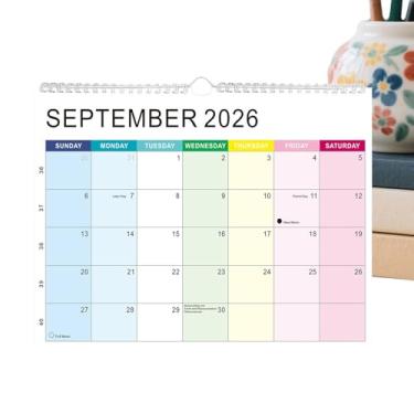 Imagem de Calendário de parede 2026-2027, semanal diário com feriados - Calendário de mesa de 18 meses, agenda acadêmica, casa, escola, família, Natal, Ano Novo