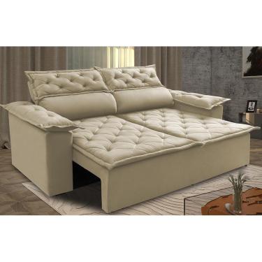 Imagem de Sofá Retrátil E Reclinável Cama Inbox Compact 1,50m Tecido Suede Velusoft Bege