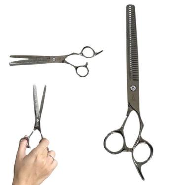 Imagem de Tesoura Desfiadeira Mofashi Dentada Cortar Cabelo 7.0, Prata