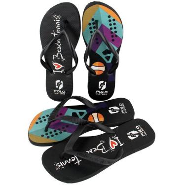 Imagem de Chinelo Masculino Feminino Casal Borracha Estampado Kit 2-Feminino
