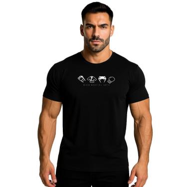 Imagem de Camiseta Esportiva Masculina Algodão Venum Icons Preto Original Jiu Jitsu Treino Academia-Unissex