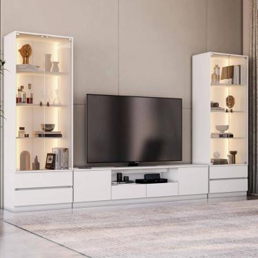 Imagem de Estante para Tv 84 Polegadas e 2 Cristaleiras Liz Branco