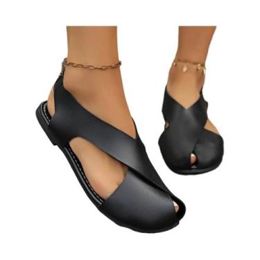 Imagem de Sandálias Femininas Retrô De Verão Com Sola Macia, Casuais, Peep Toe, 
