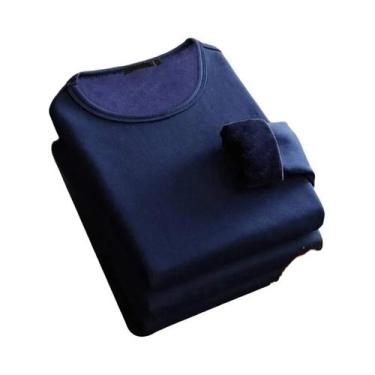 Imagem de Camiseta Térmica Masculina De Inverno Em Veludo Grosso E Quente Com Ma