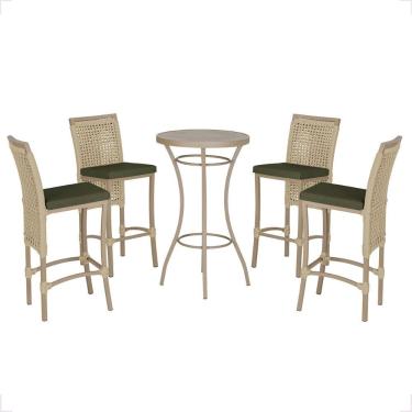 Imagem de Mesa Bistro E 4 Banquetas Roma Fendi Corda Náutica 13 Trama Rami