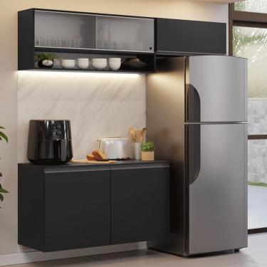 Imagem de Armário De Cozinha Compacta 200 Cm Suspenso Preto Nice Madesa 07 Xa Preto