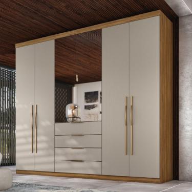 Imagem de Guarda Roupa Casal Giardino New 6 Portas de Bater 4 Gavetas MDP Amendola-nude Demóbile