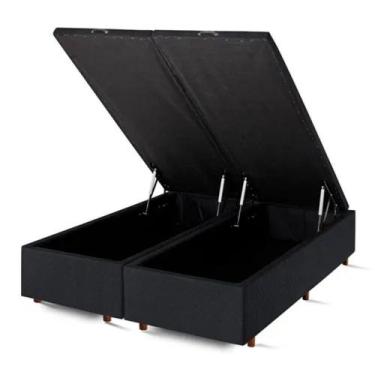 Imagem de Base Box Baú King Bipartido Suede Preto 42x193x203 - RR COLCHOES