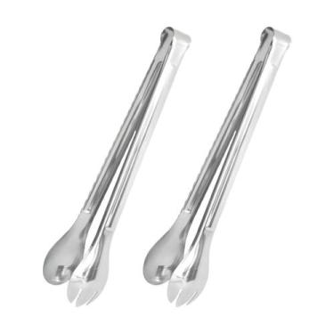 Imagem de Kit 2 Pegador Salada Inox Pinça Cozinha Churrasco Longo 29cm Multiuso 