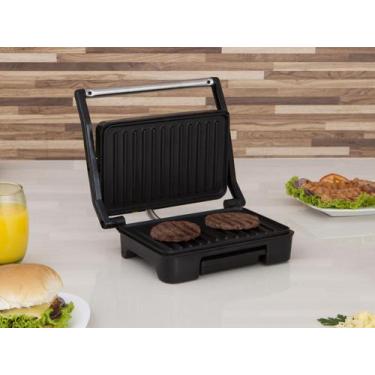 Imagem de Grill Mallory Inox Asteria Compact Cor Preto E Inox, Preto e Inox, 220