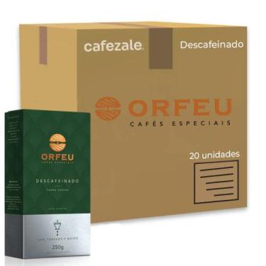 Imagem de Café Moído Premium Orfeu Descafeinado Kit 20 Pacotes de 250g