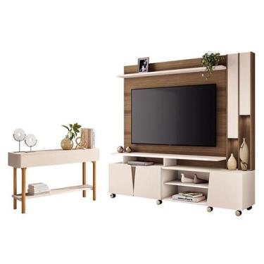 Imagem de Estante Home Theater Virtus Castanho Off White com Aparador Fiero Off 