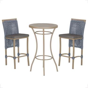 Imagem de Mesa Bistro e 2 Banquetas Roma Fendi Corda Náutica 11 Trama Original, 