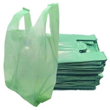 Imagem de Sacola Plástica Reciclada Mercado Adega Verde Pacote Com 1Kg Tamanho 3