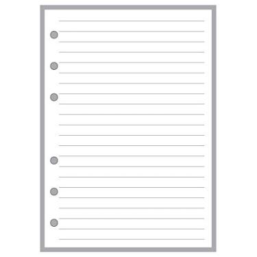 Imagem de Inserção planejadora de papel pautado simples tamanho A6, dimensionado e perfurado para cadernos de 6 anéis (10,4 cm x 14,7 cm). Este é um tamanho A6 padrão europeu. Seu A6 pode ser diferente. Veja as