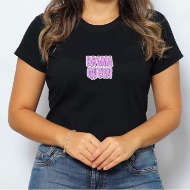 Imagem de Camiseta Feminina Drama Queen Rainha do Drama Meme Blusa preta de algodao estampada