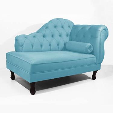 Imagem de Recamier Sofá Divã Com Pés Retro 140X80 - Elã (Suede Azul Turquesa)