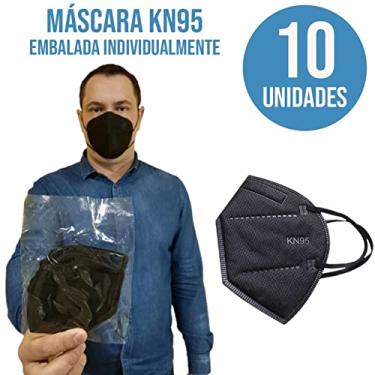 Imagem de Kit 10 Unidades Máscara Descartável Profissional KN95 Embalada Individualmente Cor Preta