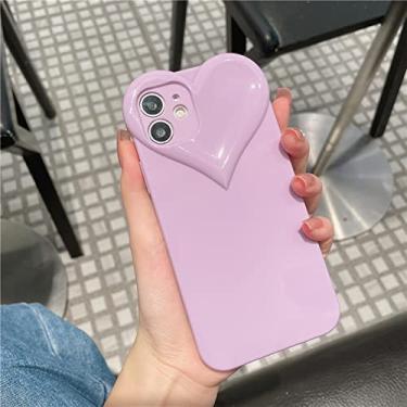 Imagem de Capa de telefone de coração doce bonito amor para iphone 11 12 pro xs max x xr se 7 8 plus brilhante capa traseira macia, roxa, para iphone xs max