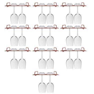 Imagem de Kit 10 Organizadores Suspensos Para Taças 25cm Suportes Porta Taças Retos Rose Gold