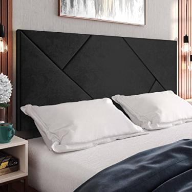 Imagem de Cabeceira Estofada Suede Para Cama Box Casal Queen 1,60 Nicole - Preto - Lojas Rpm