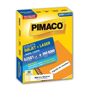 Imagem de Etiqueta Ink-Jet/Laser Carta 25.4x101.6, Pimaco, 874768, Branca, 5000 Etiquetas