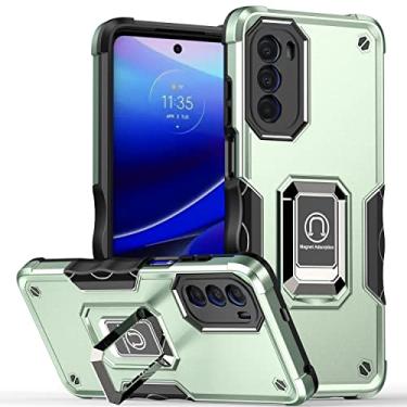 Imagem de Hee Hee Smile Capa de telefone 3 em 1 com suporte de anel magnético para Moto E7 Power 2021 resistente a choque capa traseira verde