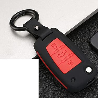 Imagem de YJADHU Capa para chave de carro com controle remoto, apto para Audi A1 A3 8P 8V 8L A4 B6 B7 B8 A5 8T A6 C5 C6 C7 A7 4G A8 4E D3 D4 TT 8N 8J MK1 MK2,B Preto