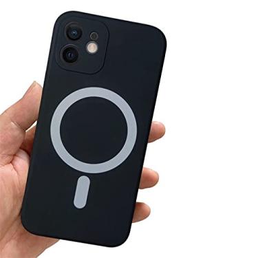 Imagem de Capa de ímã magnético de silicone líquido para iPhone 12 13 11 Pro Max Mini XS XR X 7 8 Plus SE 2020 Capa de carregamento sem fio, preta, para iPhone 11 Pro