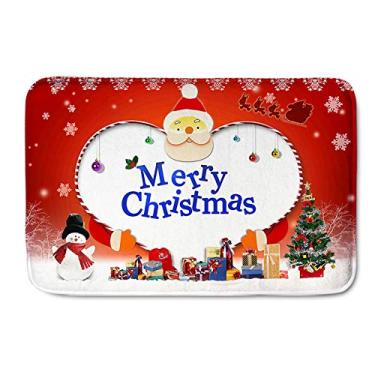 Imagem de HMLOPX Tapete antiderrapante de área de boneco de neve Papai Noel tapetes de árvore de Natal decoração de natal tapete de porta para casa, escritório, quarto, resistente a manchas e conforto, feliz natal, 40 * 60 cm