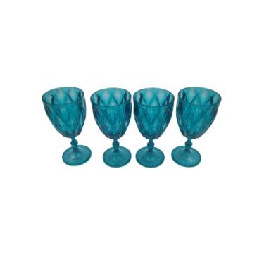 Imagem de Jogo Com 4 Taças Diamond Turquesa 340 Ml