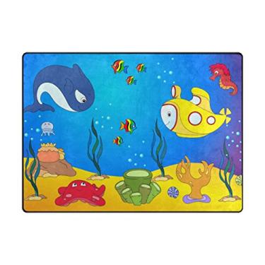 Imagem de ALAZA Tapete de Água-viva para Corais de Corais de Água-viva do Oceano 1,25 m x 1,60 m, Sala de estar Quarto, Cozinha, Tapete Estampado de Espuma Leve Decorativo