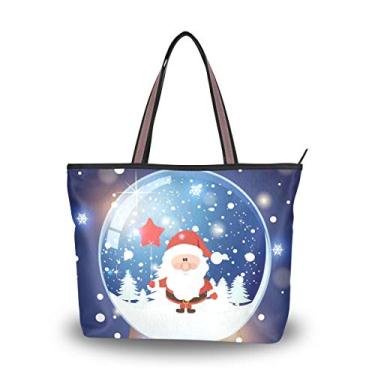 Imagem de Bolsa feminina com alça superior, globo de neve com Natal, Papai Noel, bolsa de ombro, Multicolorido., Large