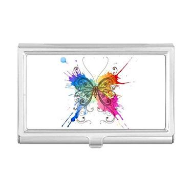 Imagem de Porta-cartões de visita estilo borboleta com pintura de tinta, caixa de bolso